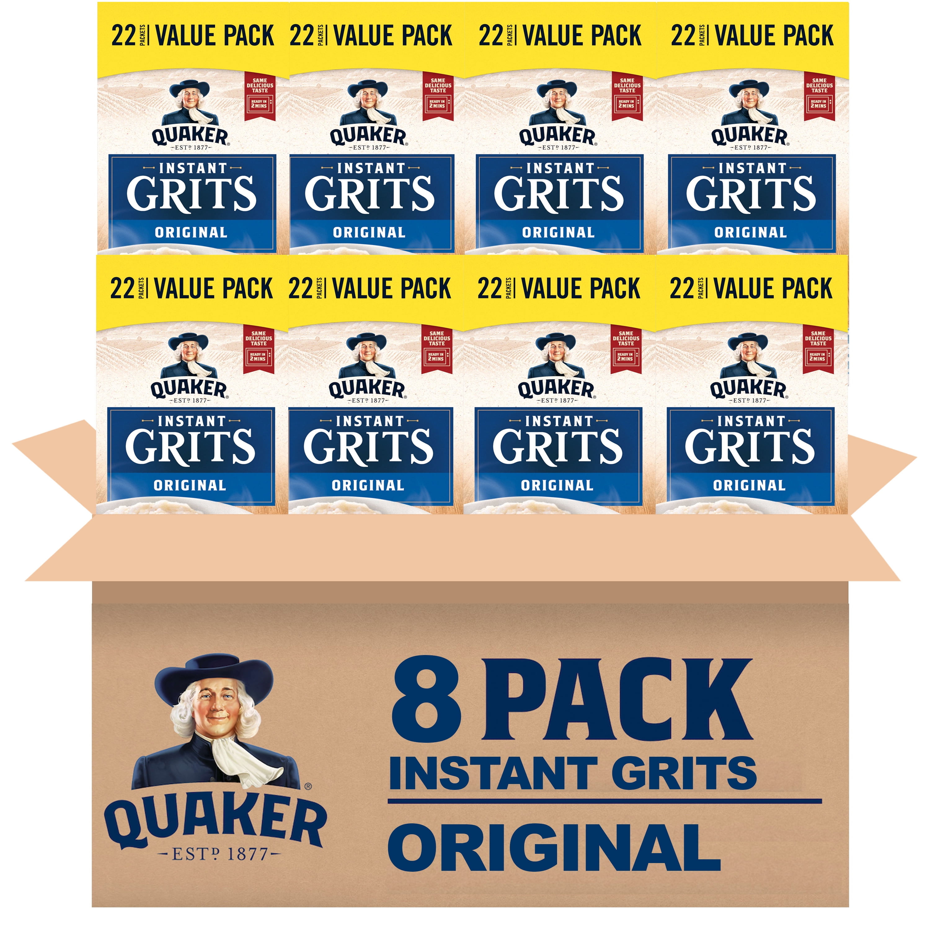 Quaker, Instant Grits Original, 0.98 oz, 8 pack, 22 count