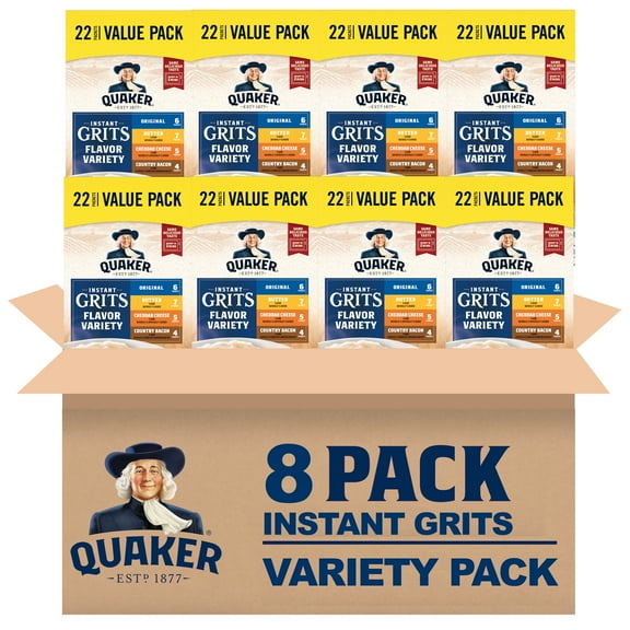 (8 pack) Quaker, Instant Grits Variety Pack, 0.98 oz, 22 Packets