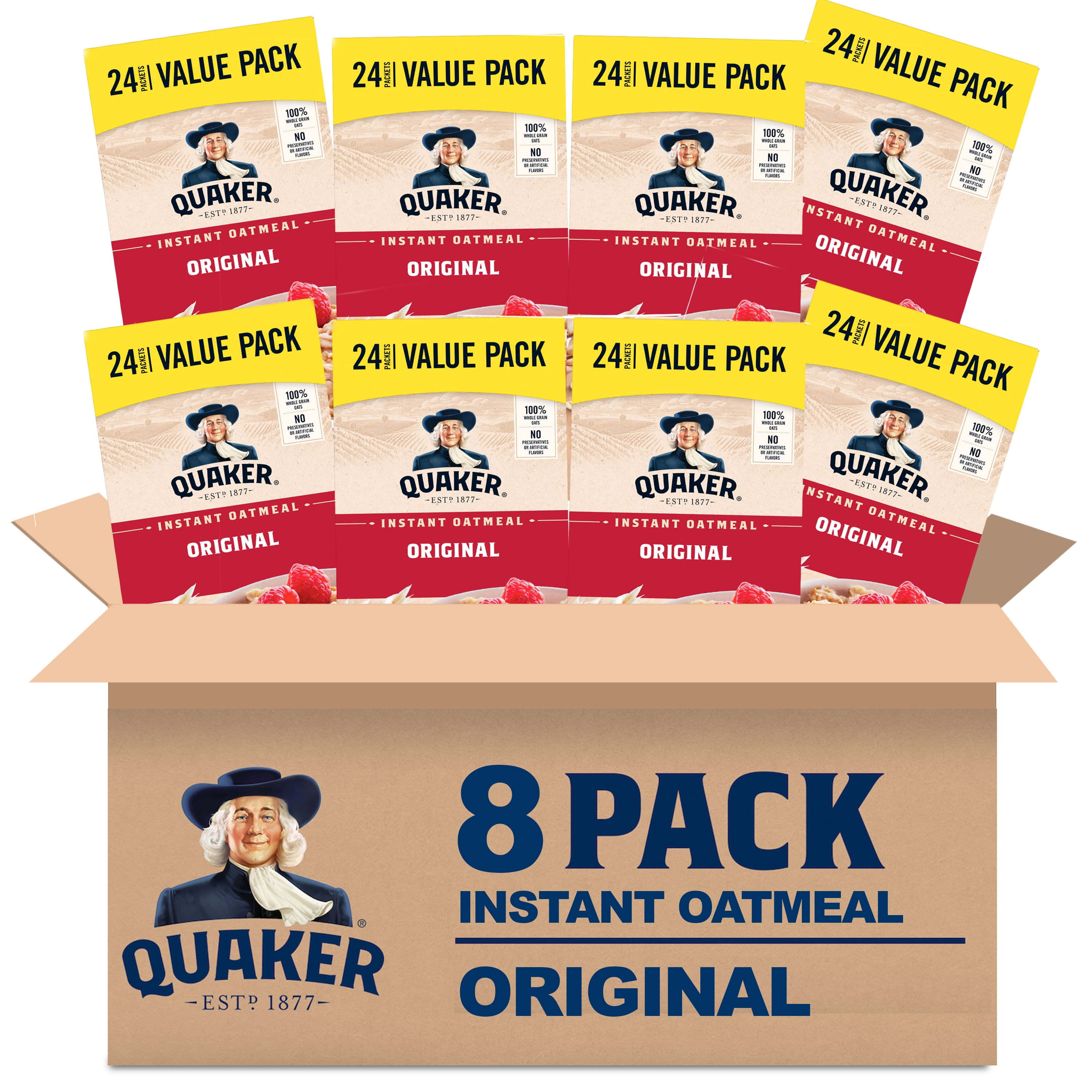 (8 pack) Quaker, Instant Oatmeal, Value Pack, Original, 0.98 oz, 24 Packets