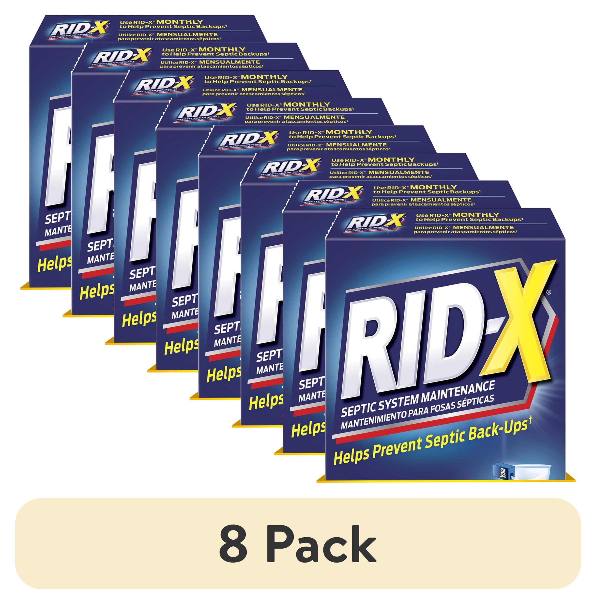 (8 pack) Rid-X Professional Septic Tank Treatment Powder, Dual Action, 1 Month Supply