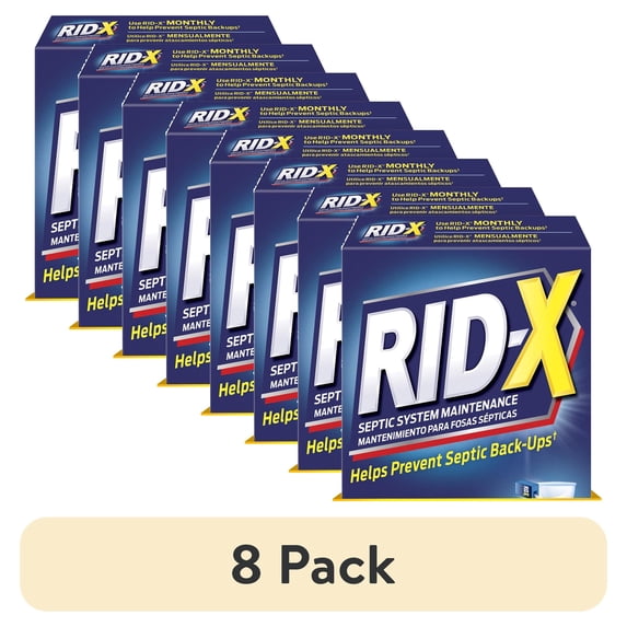(8 pack) Rid-X Professional Septic Tank Treatment Powder, Dual Action, 1 Month Supply