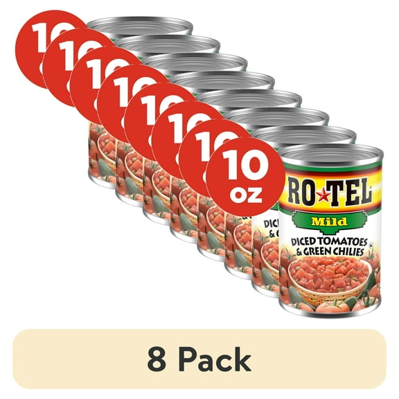 (8 pack) ROTEL Mild Diced Tomatoes and Green Chilies, 10 oz