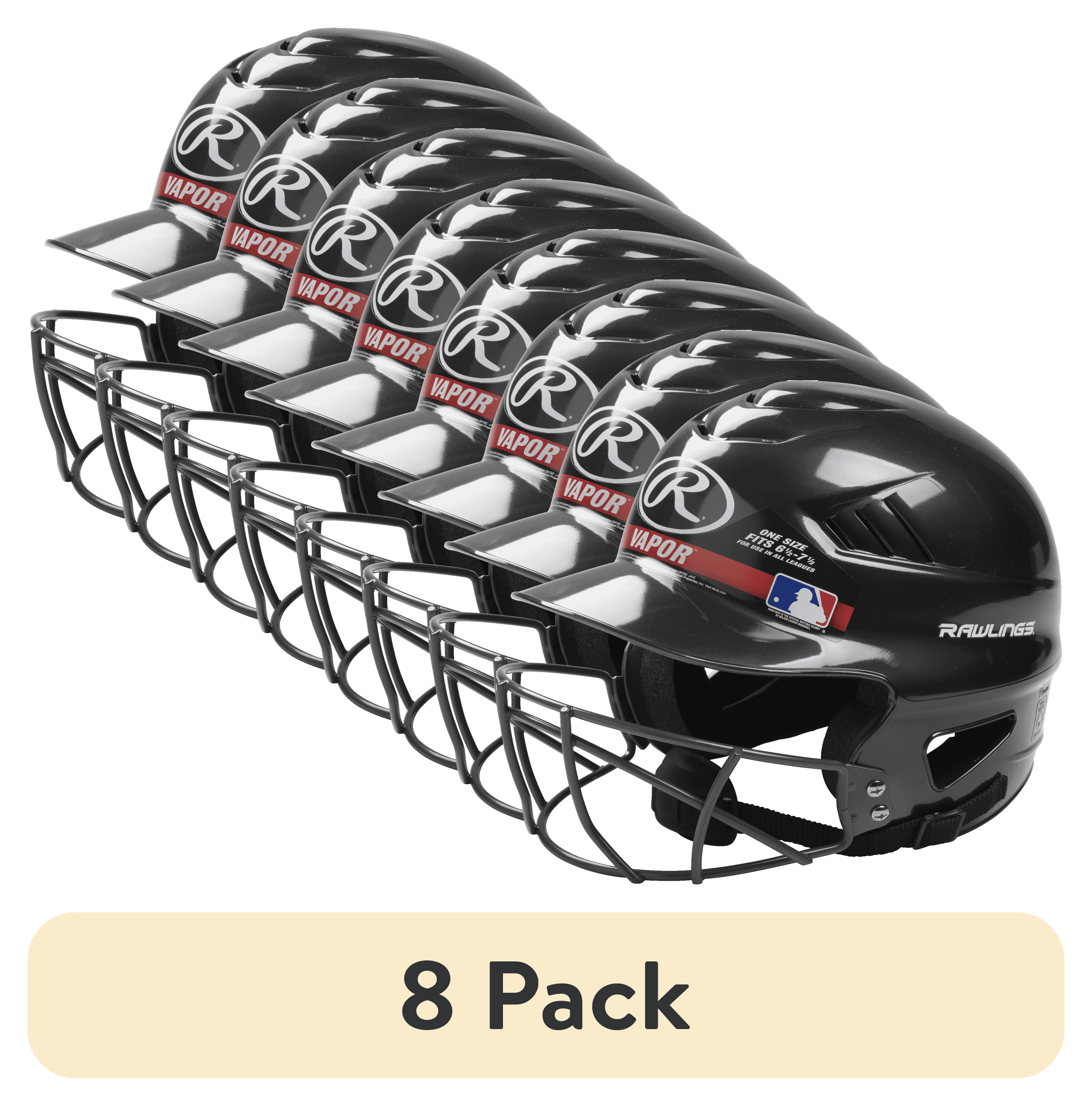 (8 pack) Rawlings Vapor Molded Youth Batting Helmet With Face Guard, Black