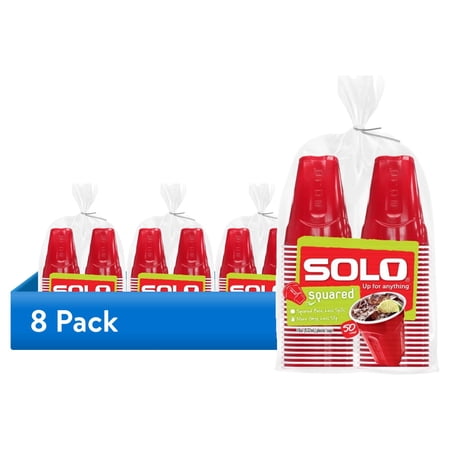 (8 pack) Red Solo Party Plastic Disposable Cups, 18 oz, 50 Count