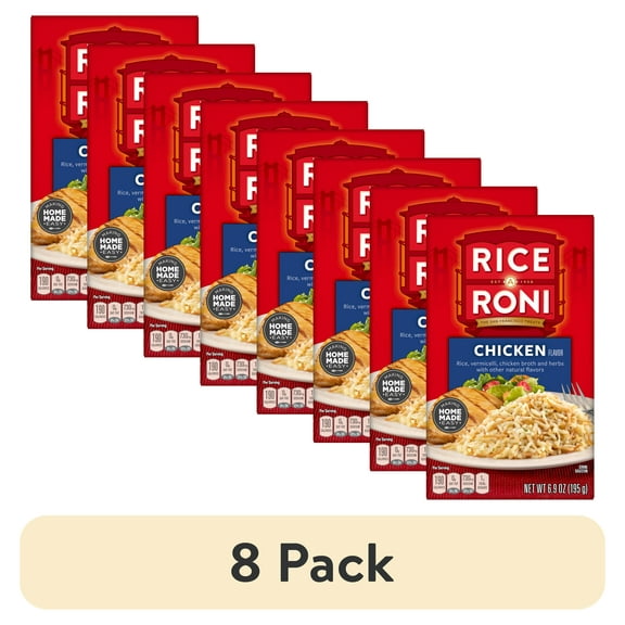 (8 pack) Rice-A-Roni Chicken Broth and Herbs Flavor Rice & Vermicelli Packaged Meal, Shelf-Stable 6.9 oz Box