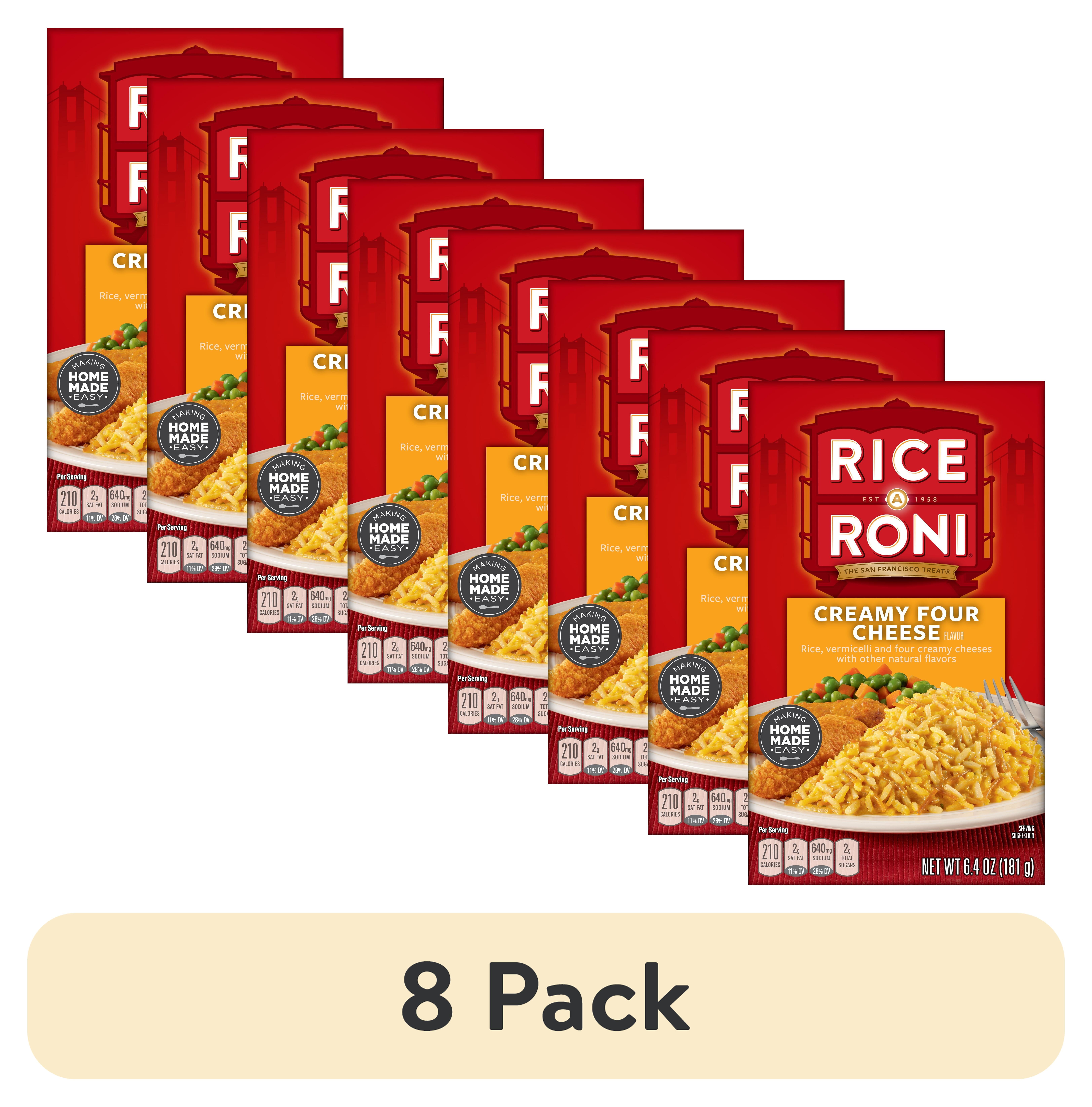 (8 pack) Rice-A-Roni Creamy Four Cheese Rice & Vermicelli Mix, 6.4 oz Cardboard Regular Box