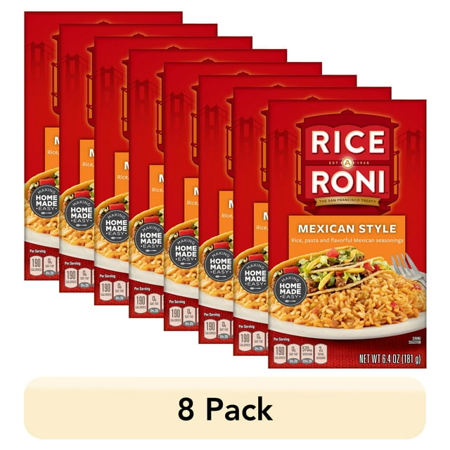 (8 pack) Rice-A-Roni Rice & Pasta Mix, Mexican Style, 6.4 oz Box