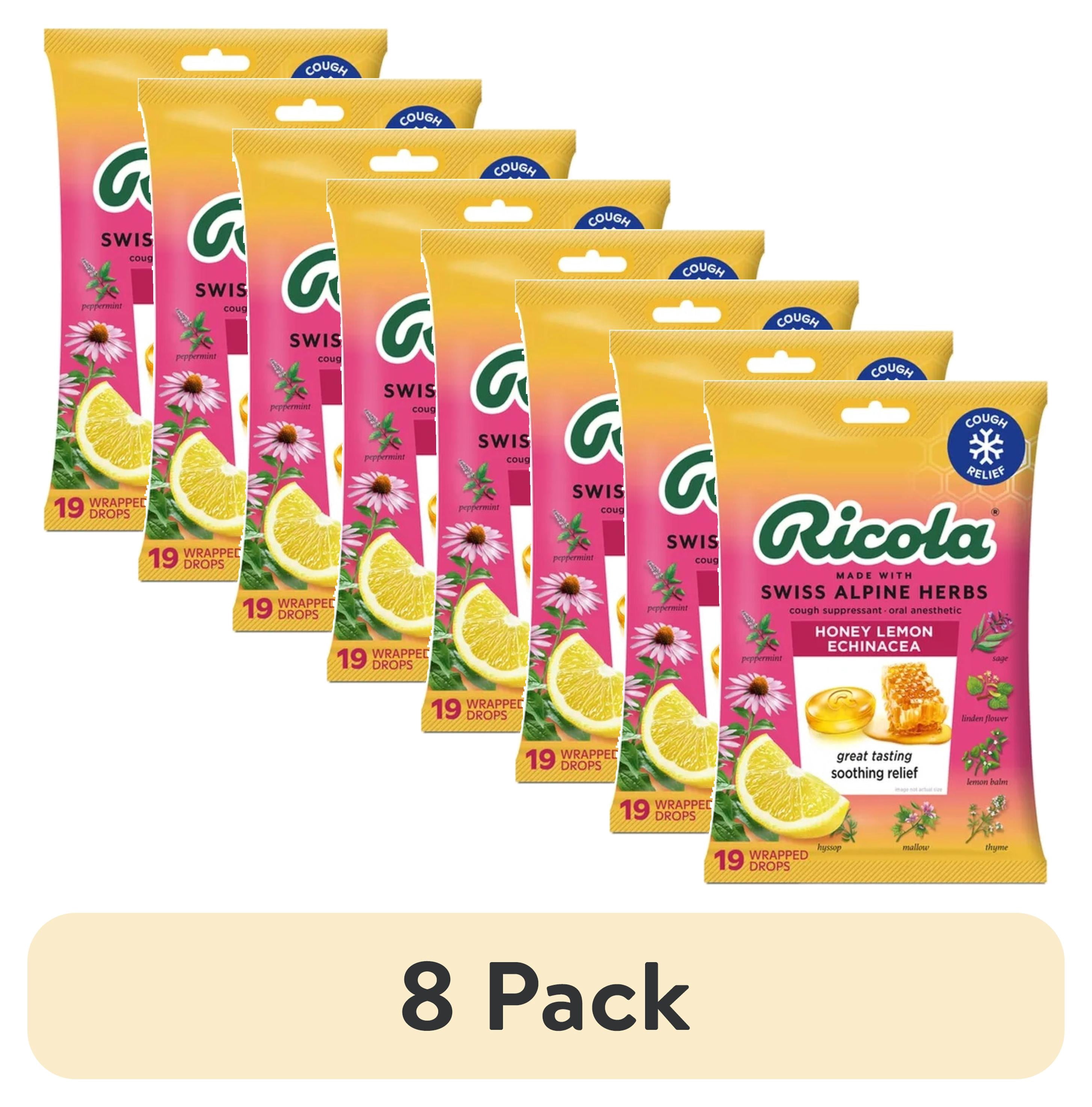 (8 pack) Ricola Honey Lemon with Echinacea Cough Drops for Sore Throat and Cough Relief, 19 Count