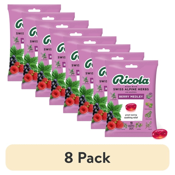 (8 pack) Ricola Throat Drops, Berry Medley, 19 Count