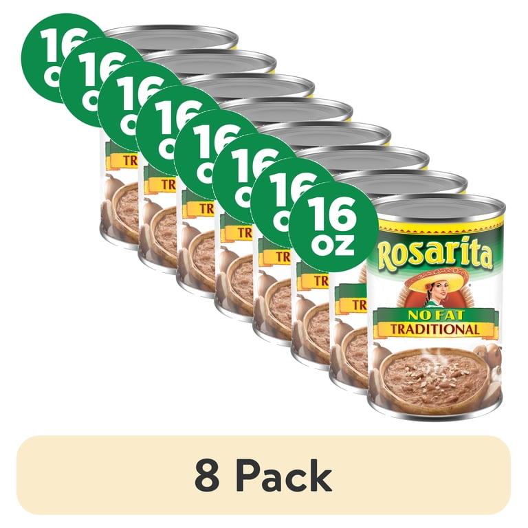 8 pack) Rosarita No Fat Traditional Refried Beans, Canned Beans