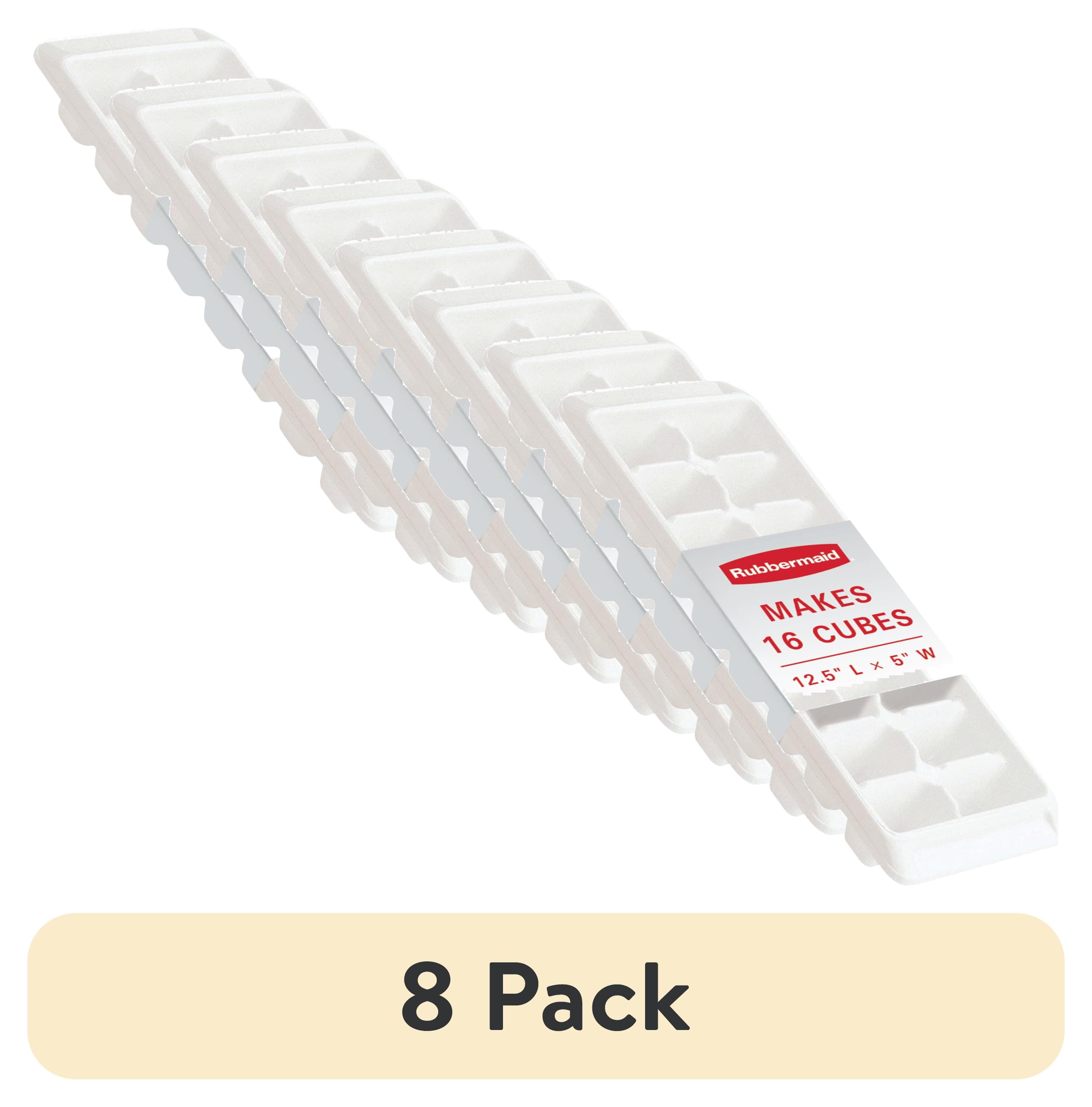 (8 pack) Rubbermaid Quick Release Ice Cube Tray, Plastic, White, Rectangular