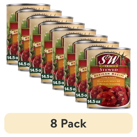 (8 pack) S&W: Stewed Mexican Recipe Sliced Tomatoes, 14.5 Oz