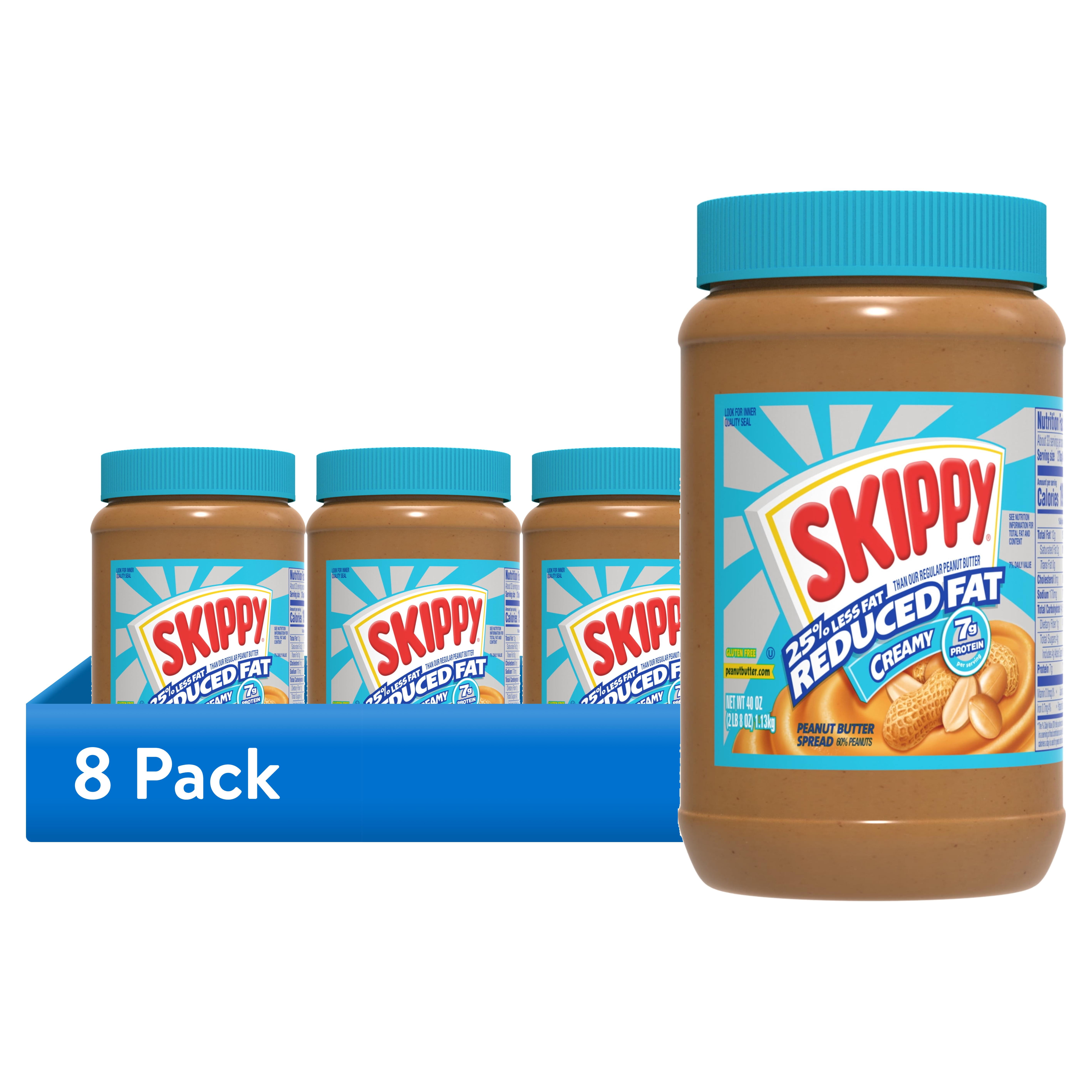 (8 pack) SKIPPY Reduced Fat Creamy Peanut Butter Spread, Shelf-Stable, 40 oz Plastic Jar