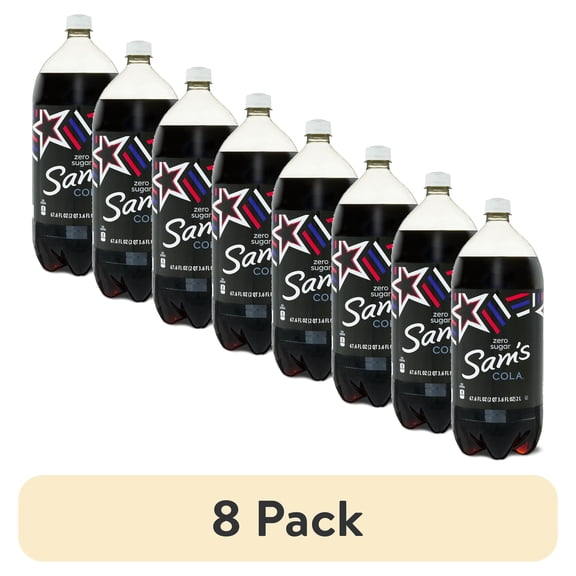 (8 pack) Sam's Zero Sugar Cola Soda, 2 Liter Bottle