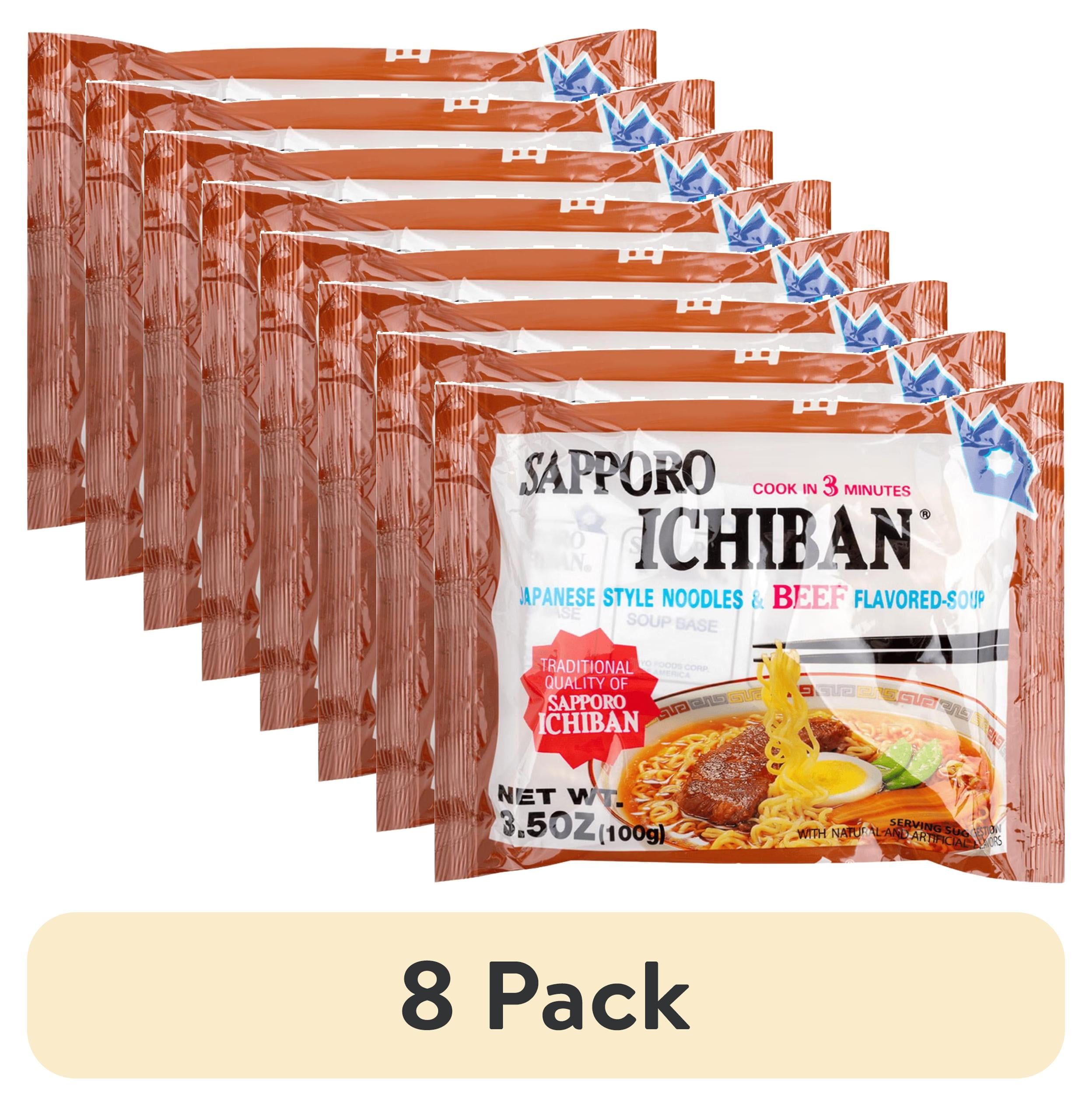 (8 pack) Sapporo Ichiban Japanese Style Ramen in Rich Beef Broth, 3.5 oz, Instant Noodles