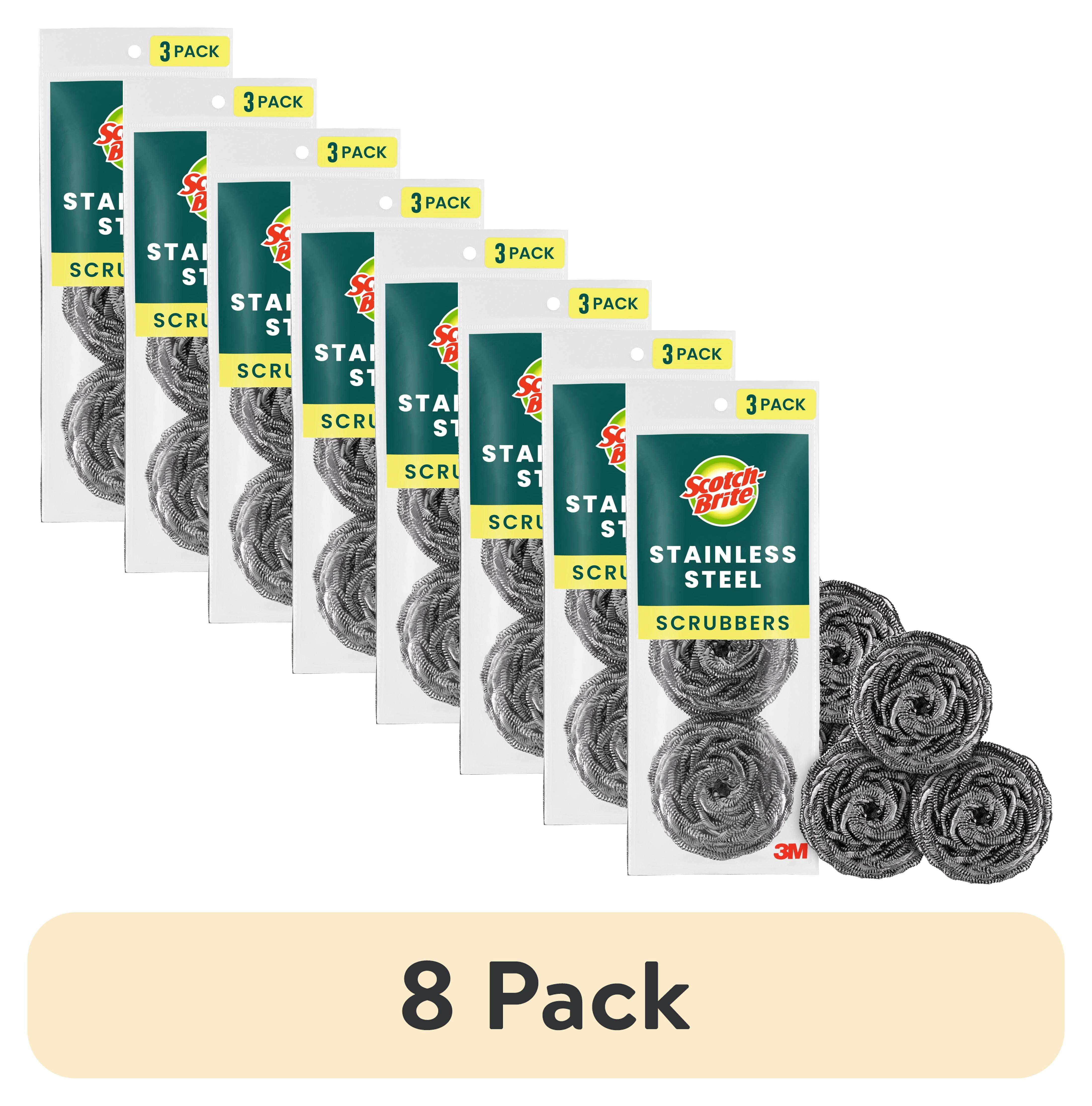 (8 pack) Scotch-Brite Stainless Steel Scrubbers, 3 Scrubbers