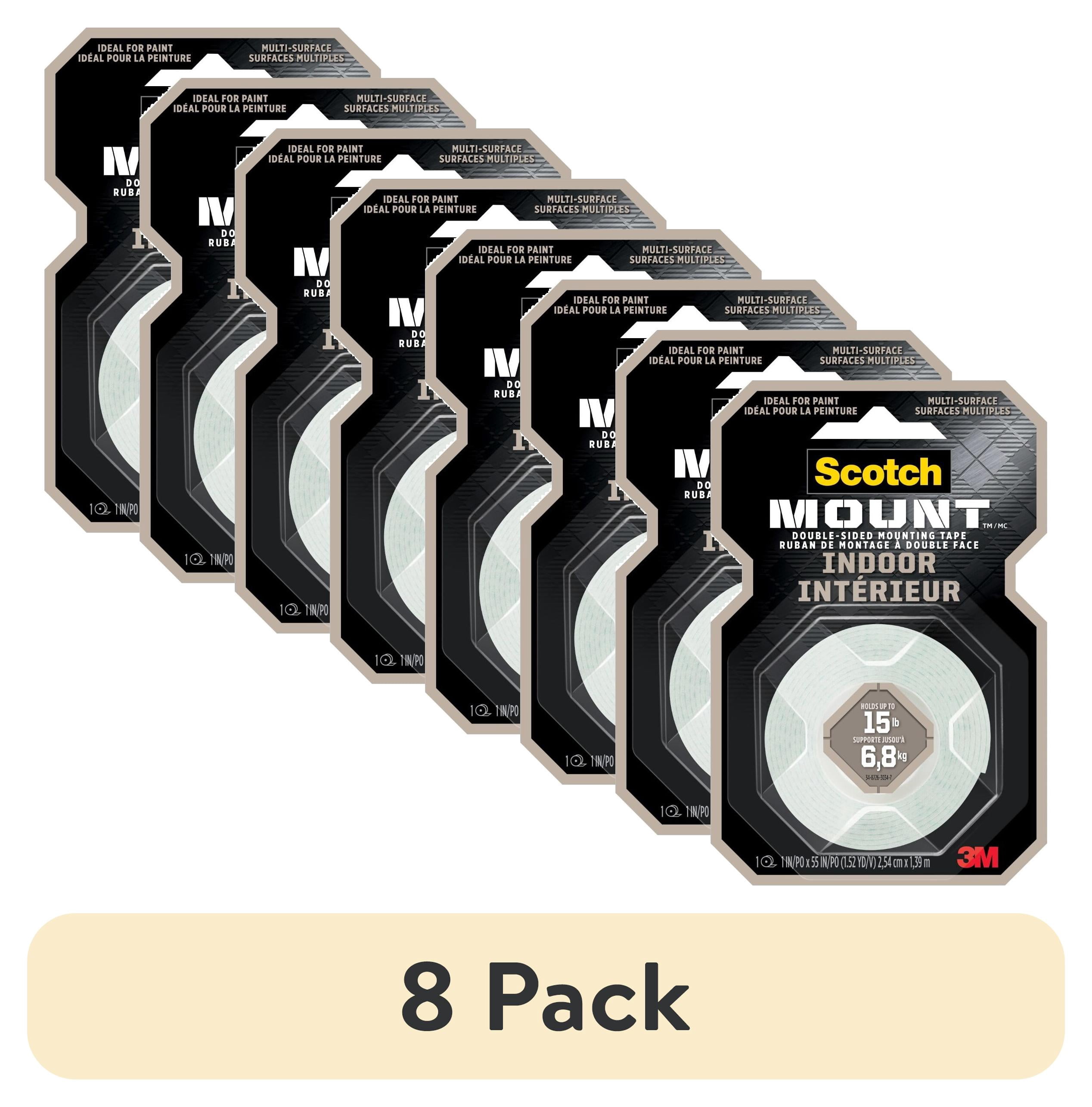 (8 pack) Scotch-Mount Indoor Double-Sided Mounting Tape, 1 in x 55 in, 1 Roll