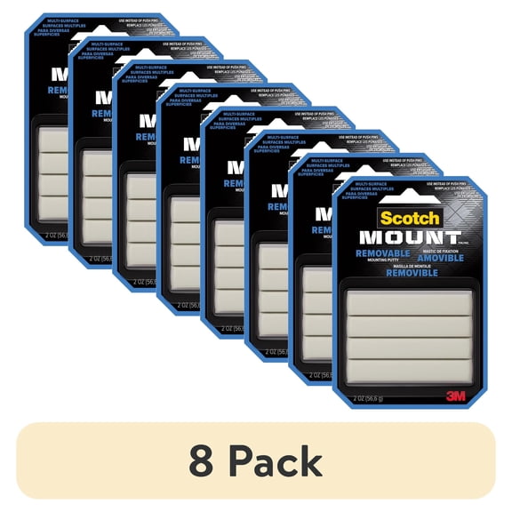 (8 pack) Scotch Mounting Putty, Removable, Holds 1 lb, Poster, Photo, Artwork 2 oz