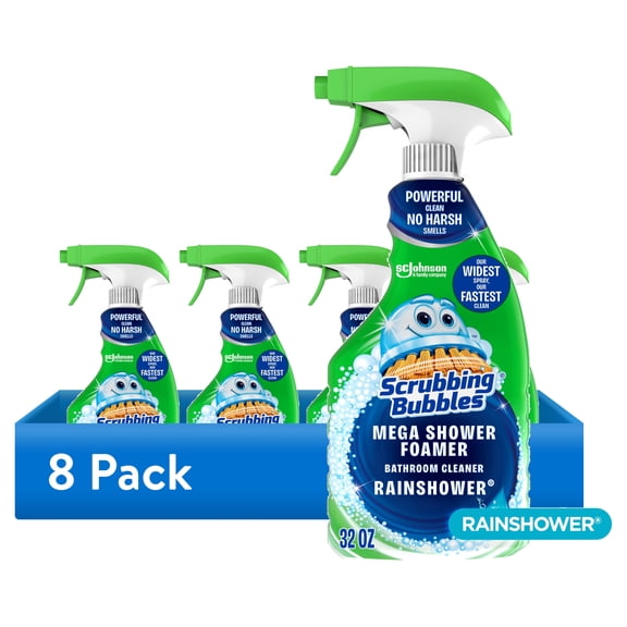 (8 pack) Scrubbing Bubbles Bathroom Shower & Tub Cleaner Mega Shower Foamer Spray, Rainshower, 32 oz