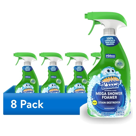 (8 pack) Scrubbing Bubbles Bathroom Shower & Tub Cleaner Mega Shower Foamer Spray, Rainshower, 32 oz