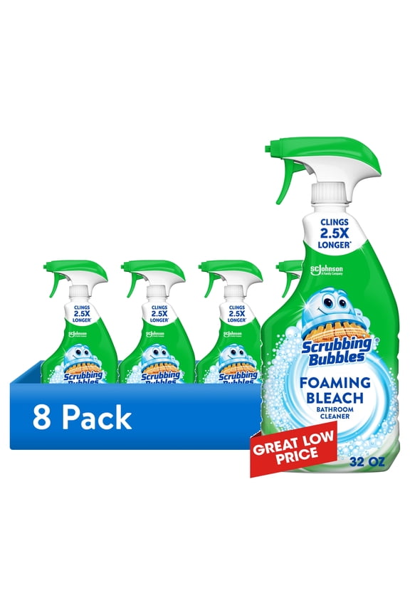 (8 pack) Scrubbing Bubbles Foaming Bleach Bathroom Cleaner, Trigger Bottle, Fresh Scent, 32 oz, 1 Count