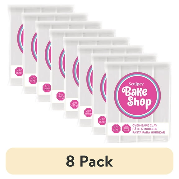 (8 pack) Sculpey Bake Shop 2 oz Oven Bake Polymer Clay White