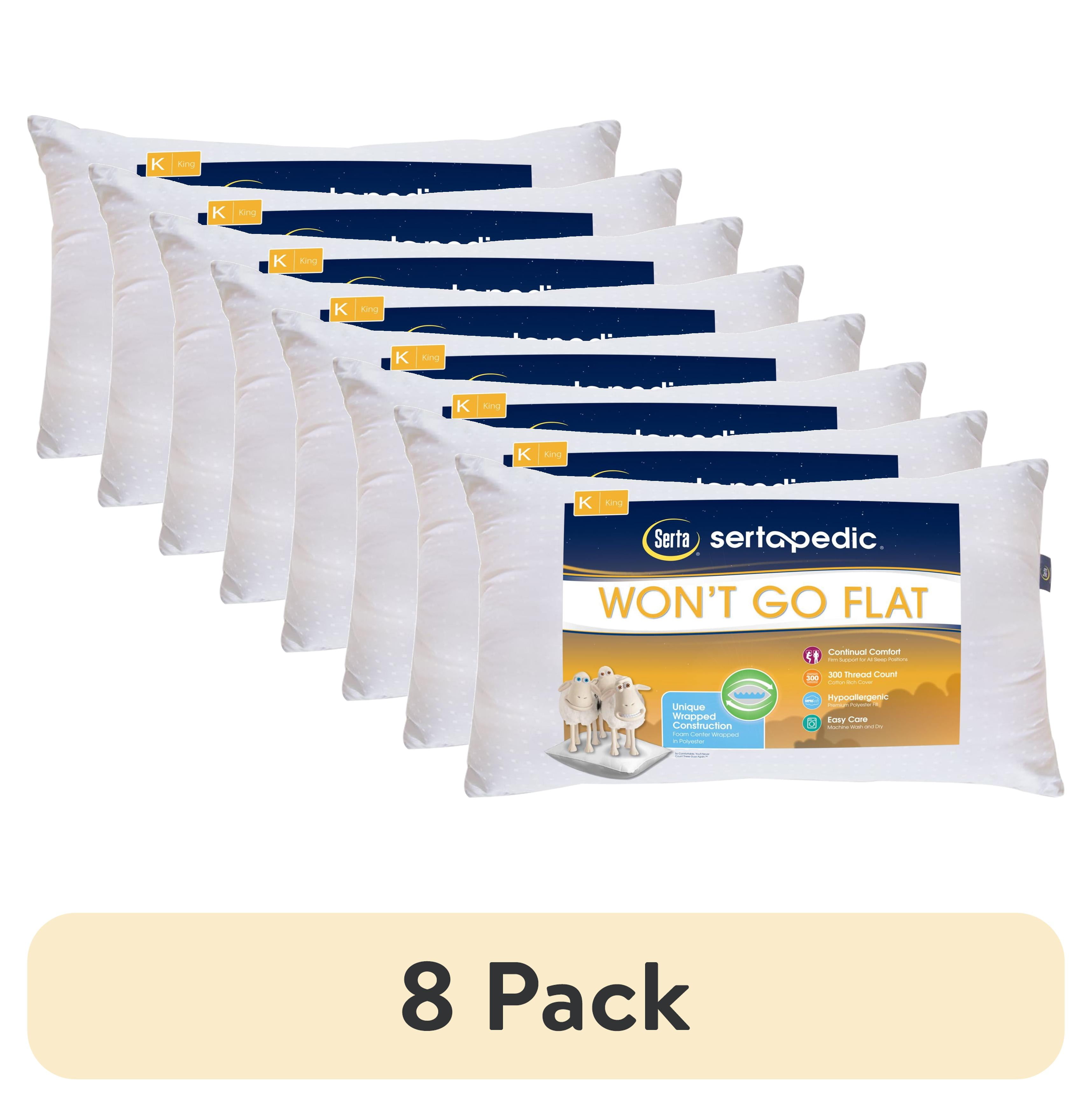 (8 pack) SertaPedic Won't Go Flat King Pillow, By Serta