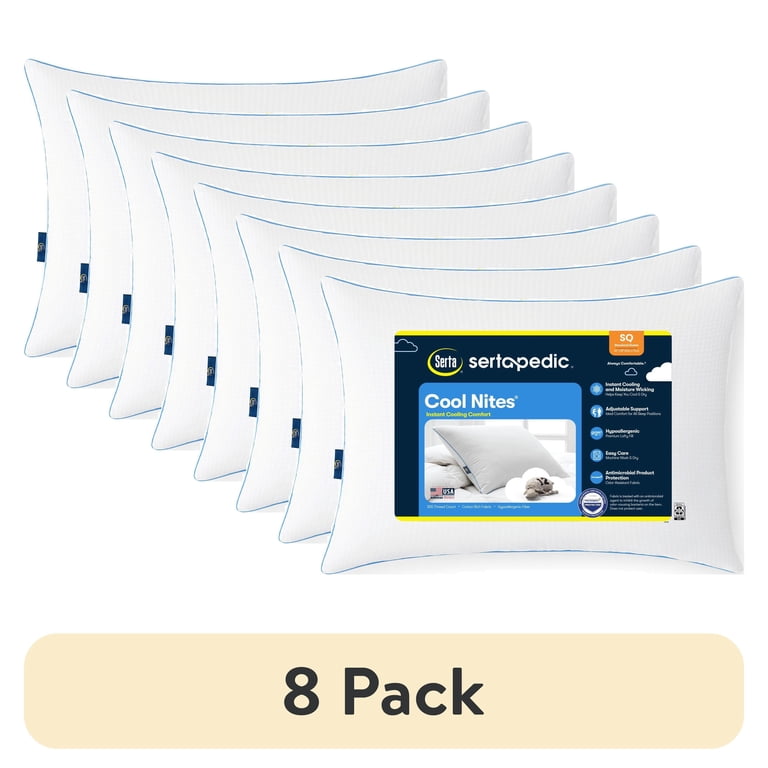 8 pack) Sertapedic Cool Nites Queen Bed Pillow, by Serta - Walmart.com