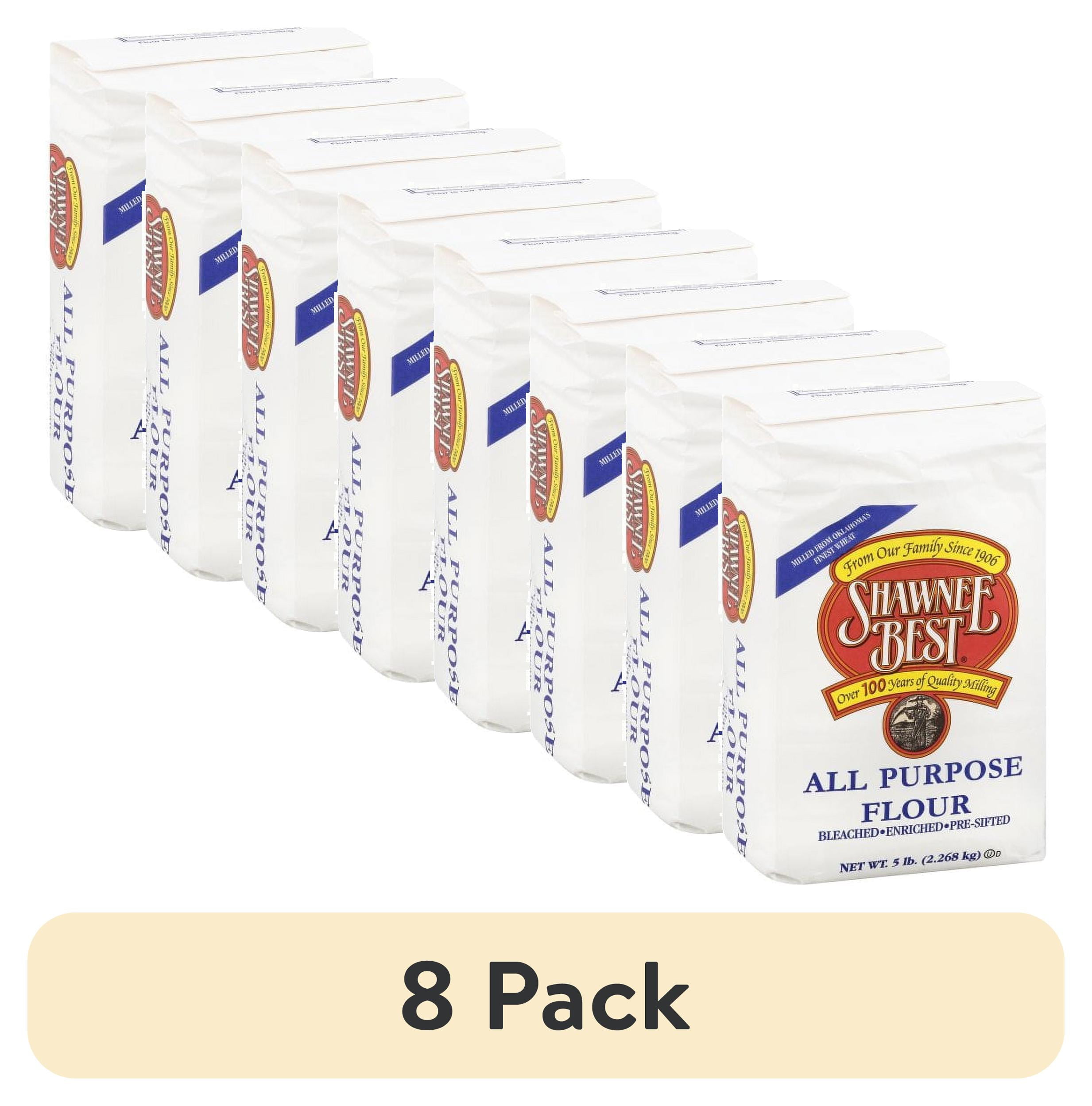 (8 pack) Shawnee Best All Purpose Bleached, Enriched, Pre-Sifted Flour, 5 lb Bag – Versatile Baking Flour
