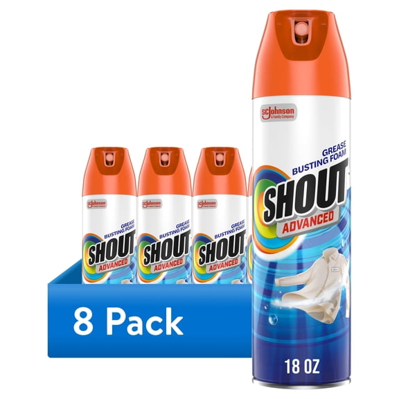 (8 pack) Shout Advanced Grease Busting Foam, Laundry Stain Remover, 18 Ounce