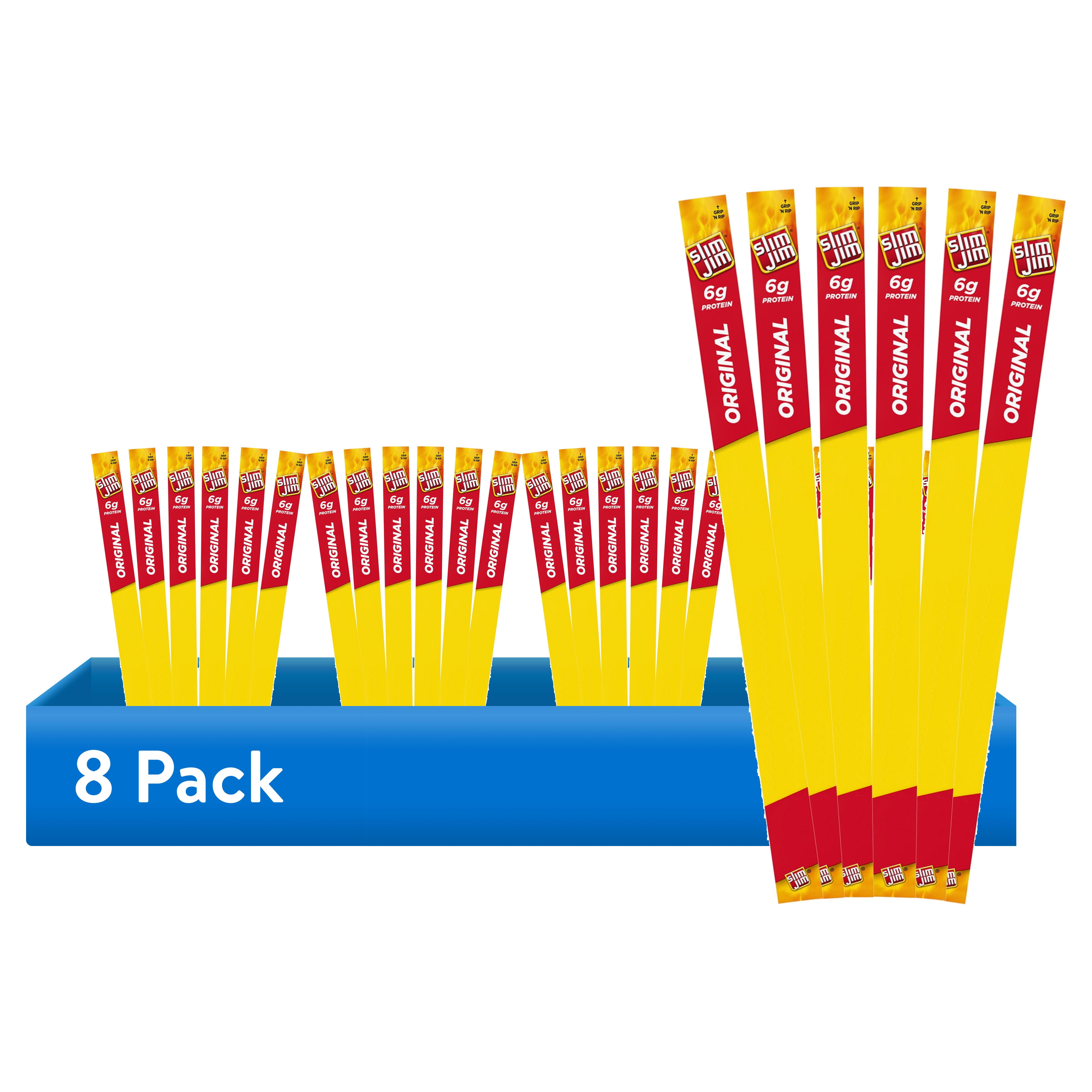 (8 pack) Slim Jim Giant Smoked Meat Sticks, Original Flavor, 6g Protein Per Stick, 0.97 oz. (6 Count)