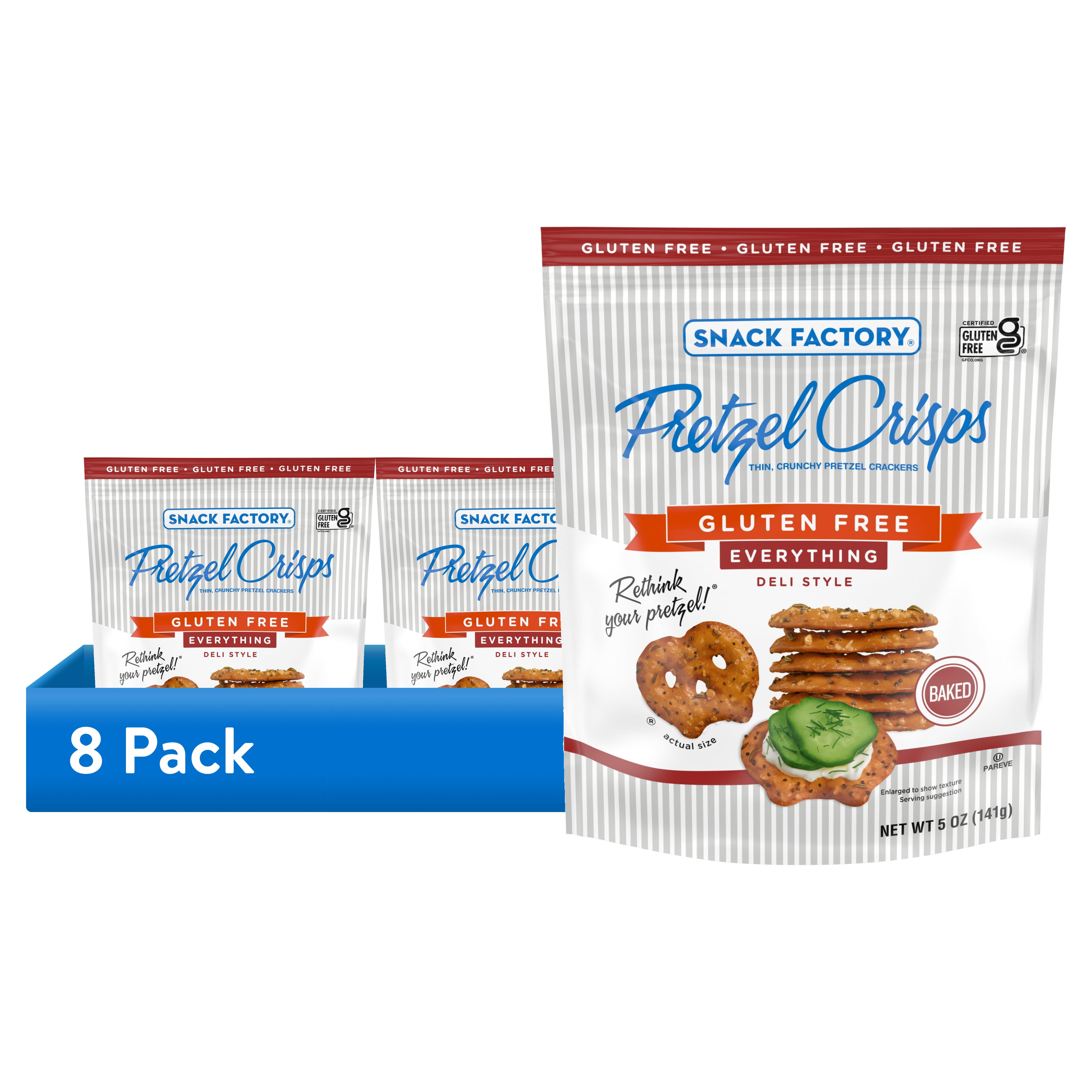 (8 pack) Snack Factory Pretzel Crisps, Gluten Free Everything Flavor, 5 oz