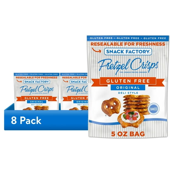 (8 pack) Snack Factory Pretzel Crisps Gluten Free, Original Flavor, 5 oz