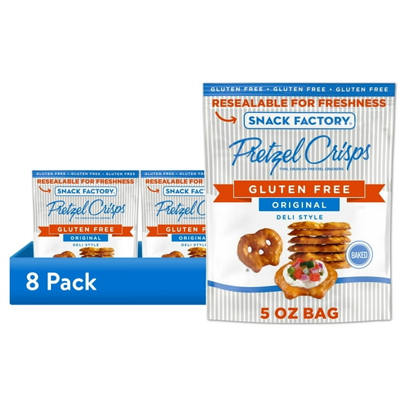 (8 pack) Snack Factory Pretzel Crisps Gluten Free, Original Flavor, 5 oz