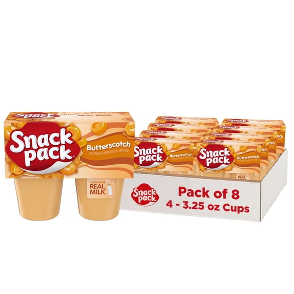 (8 pack) Snack Pack Butterscotch Pudding, 3.25 oz Pudding Cups, 4 Count