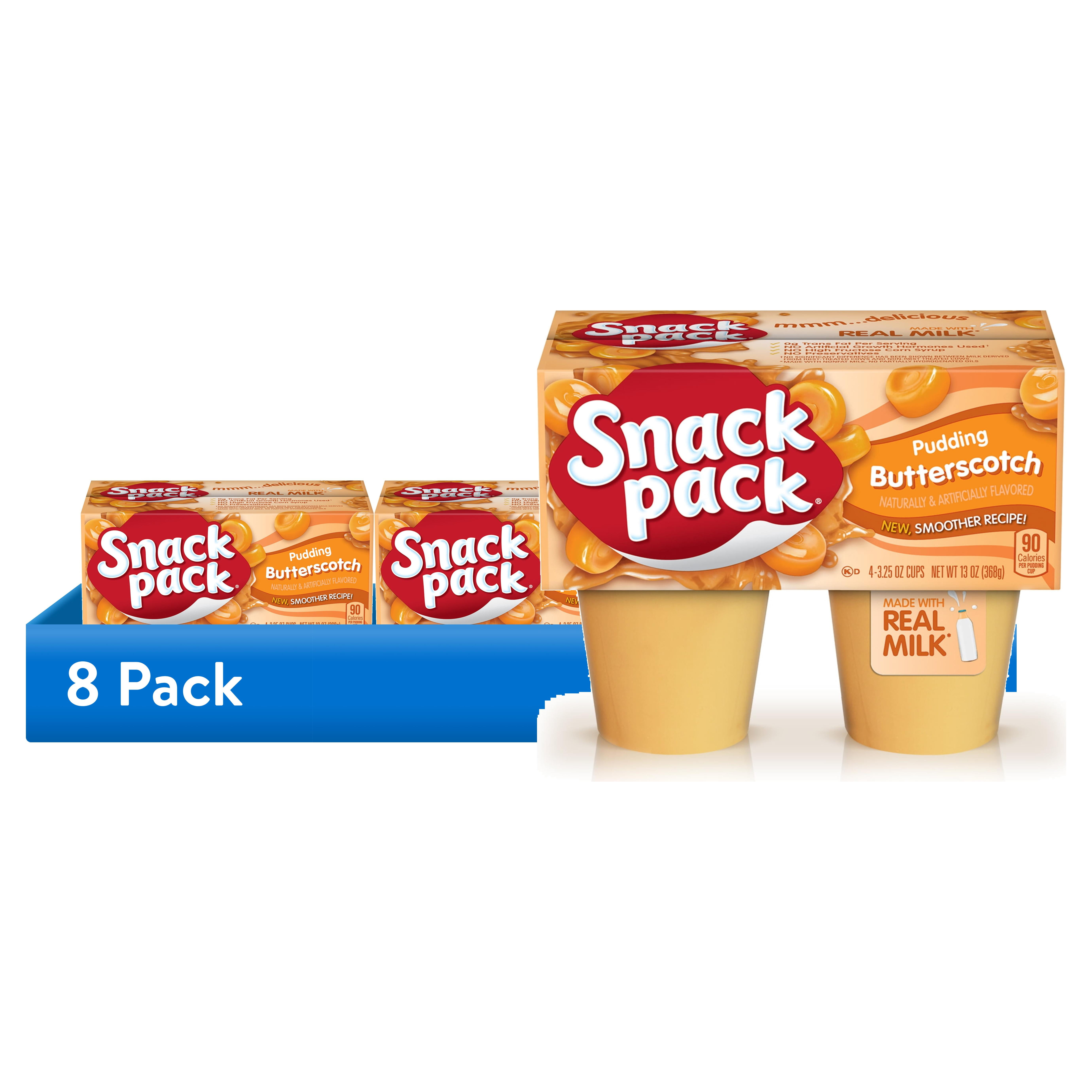 (8 pack) Snack Pack Butterscotch Pudding, 3.25 oz Pudding Cups, 4 Count