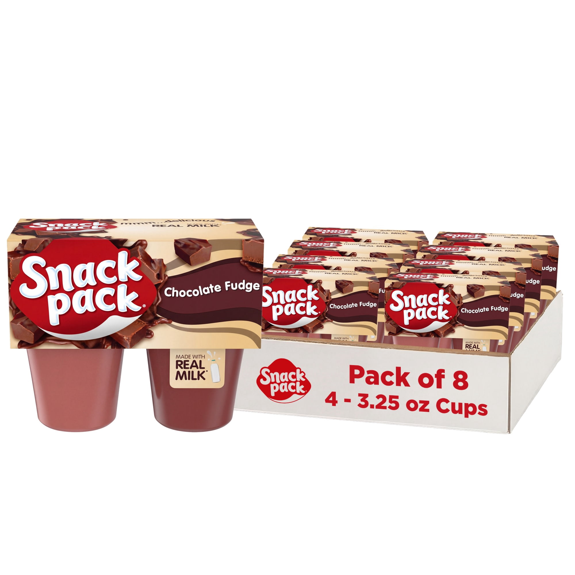 (8 pack) Snack Pack Chocolate Fudge Pudding, 3.25 oz Pudding Cups, 4 Count