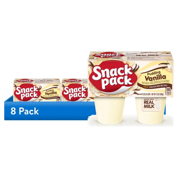 (8 pack) Snack Pack Vanilla Pudding, 3.25 oz Pudding Cups, 4 Count