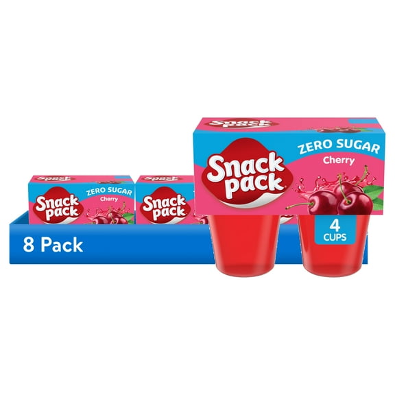 (8 pack) Snack Pack Zero Sugar Cherry Flavored Juicy Gels, 3.25 oz Snack Cups, 4 Count