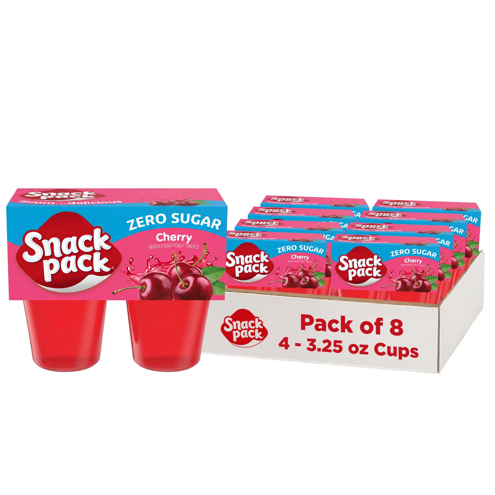 8 pack) Snack Pack Zero Sugar Cherry Flavored Juicy Gels, 3.25 oz