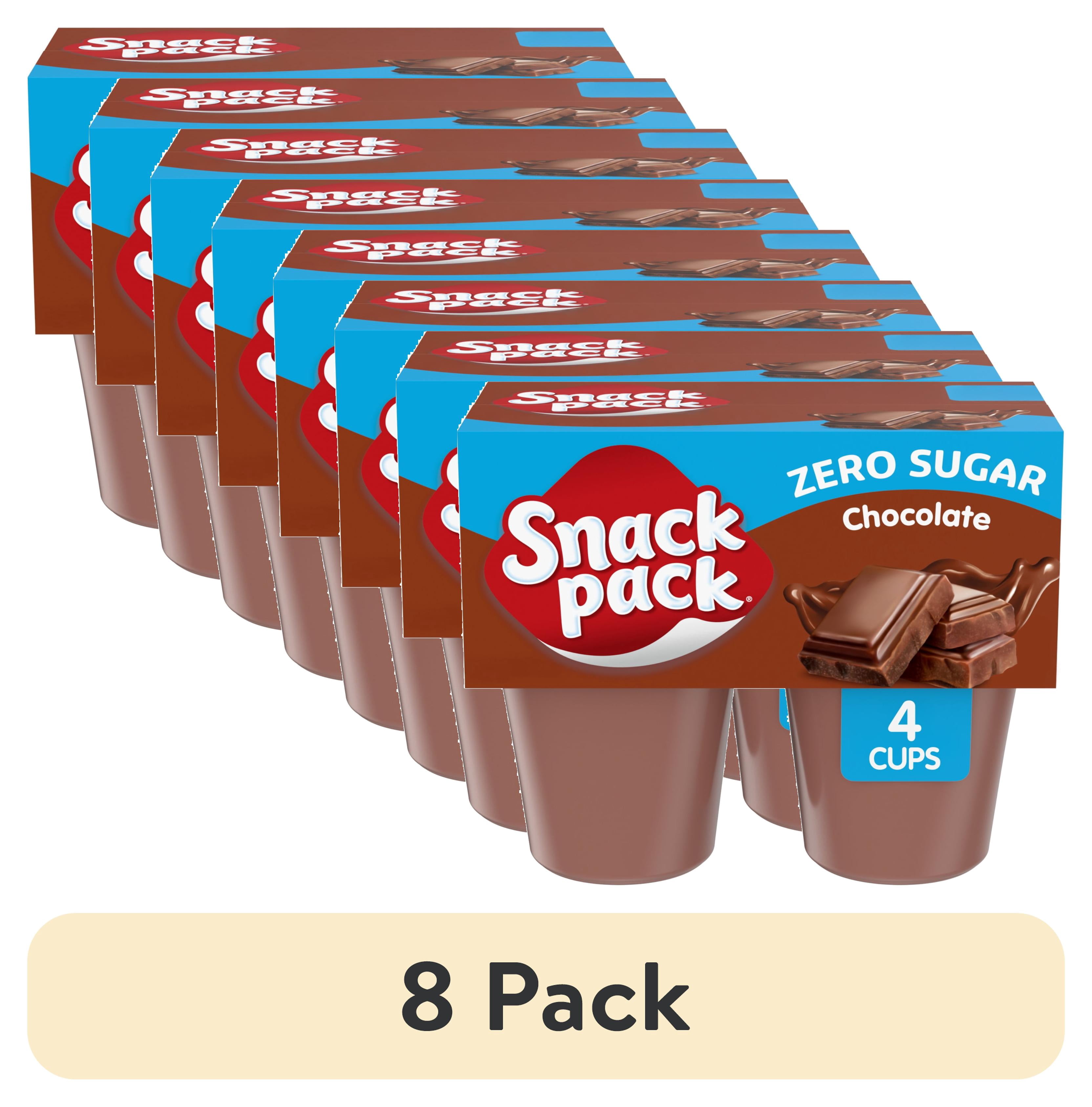 (8 pack) Snack Pack Zero Sugar Chocolate Pudding, 3.25 oz Pudding Cups, 4 Count