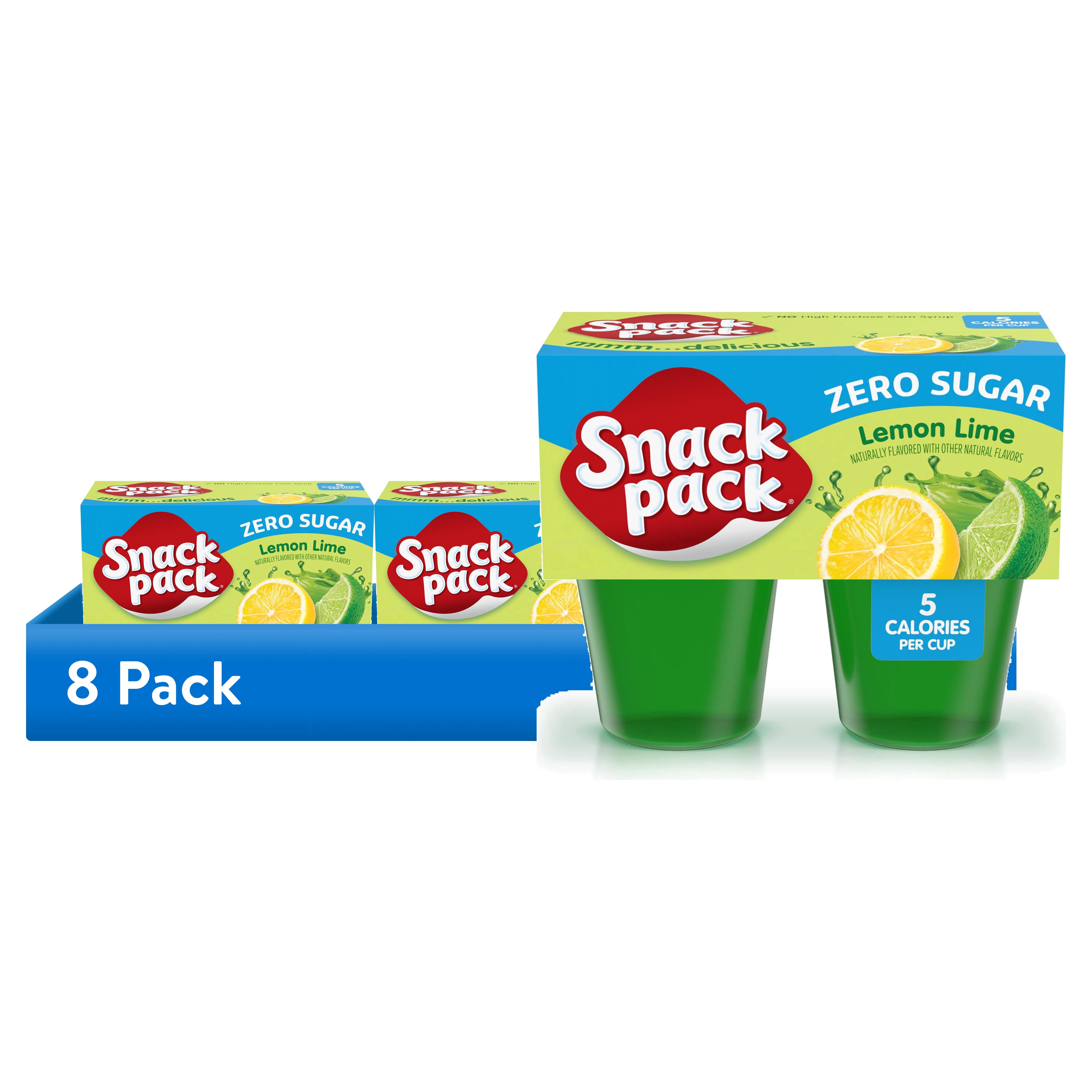 (8 pack) Snack Pack Zero Sugar Lemon Lime Flavored Low Calorie Juicy Gels Cups, Lunchbox Snacks, 3.25 oz., 4-Count