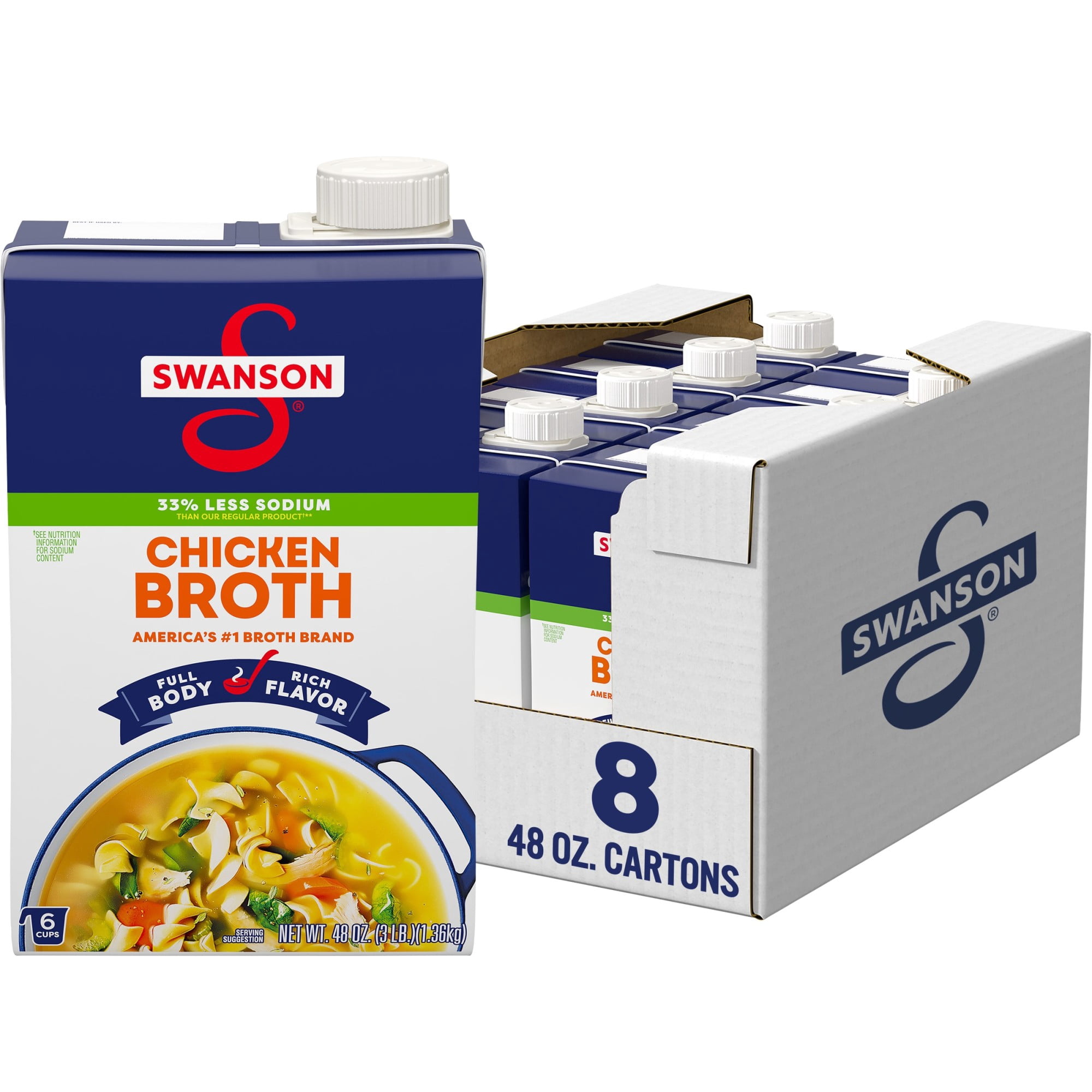 (8 pack) Swanson Natural Goodness Chicken Broth, 48 oz Carton