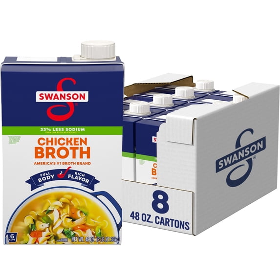 (8 pack) Swanson Natural Goodness Chicken Broth, 48 oz Carton
