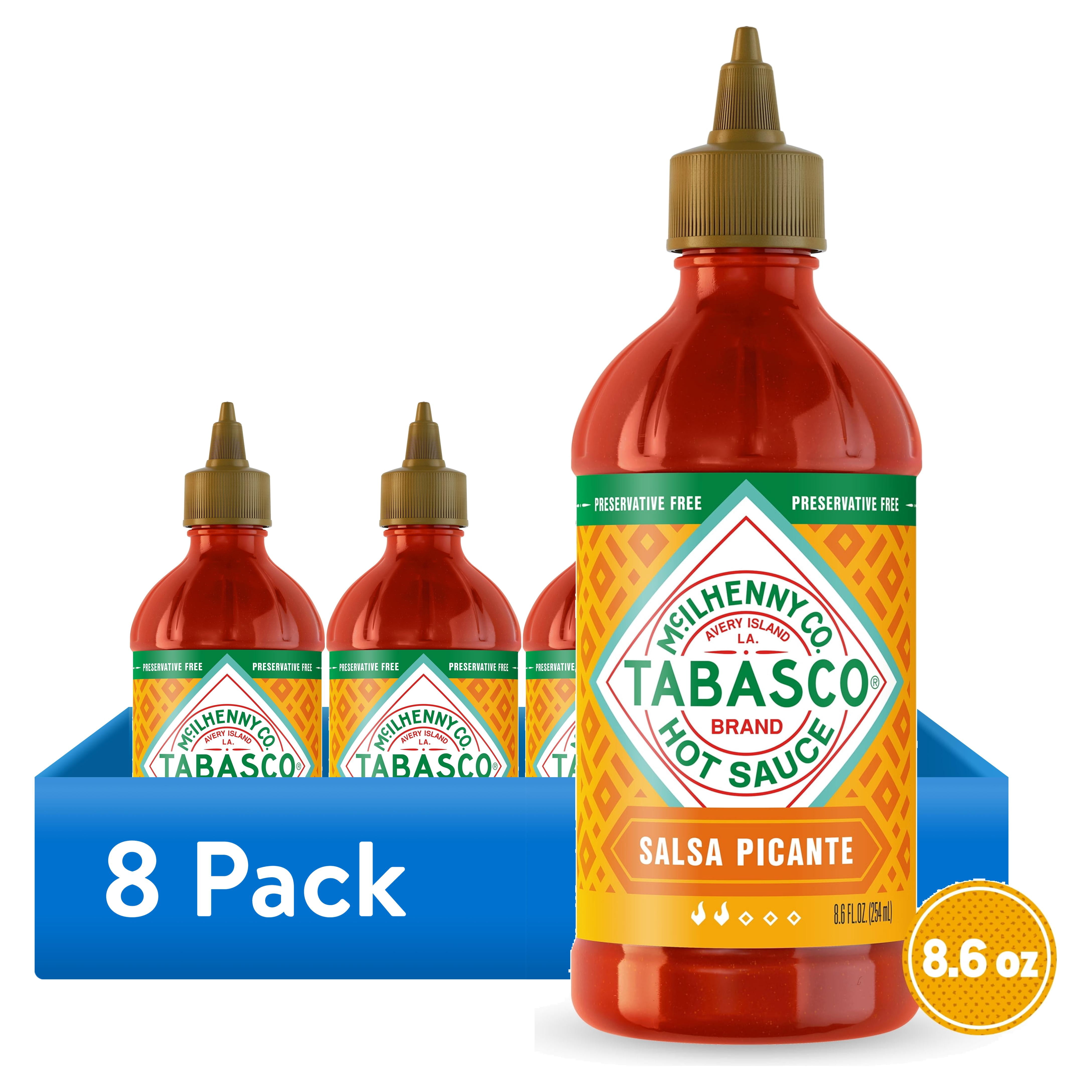 (8 pack) Tabasco Salsa Picante, Hot Sauce, 8.6 fl oz Regular Plastic Bottle, Gluten Free