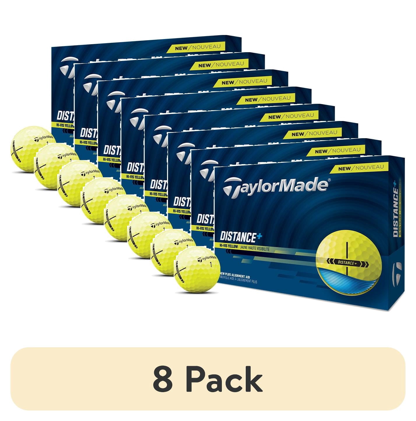 (8 pack) TaylorMade Distance Plus Golf Balls 12pk, Yellow