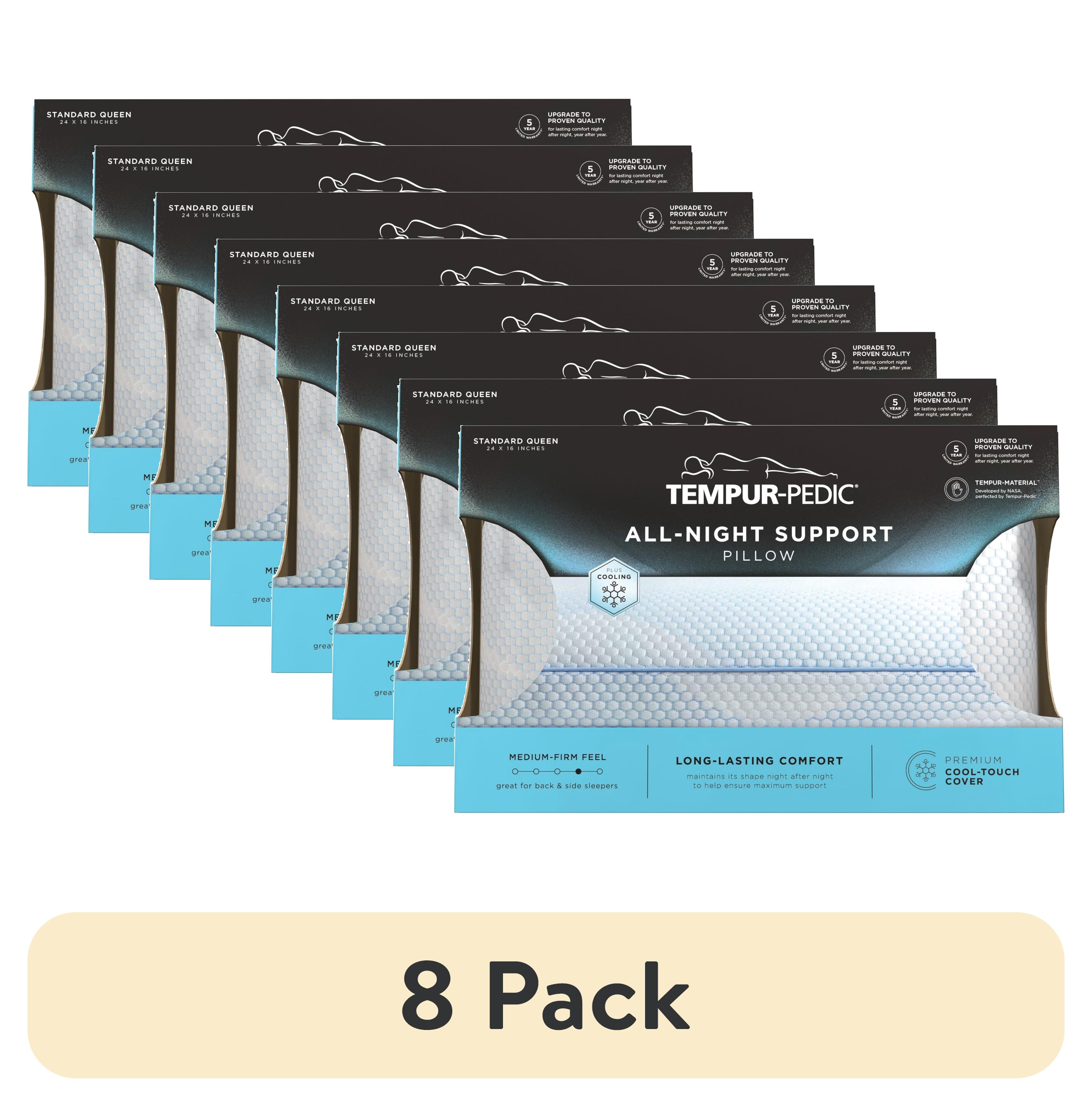 (8 pack) Tempur-Pedic All-Night Support Bed Pillow and Cooling, Pain-Relieving Support, Standard/Queen, Adult