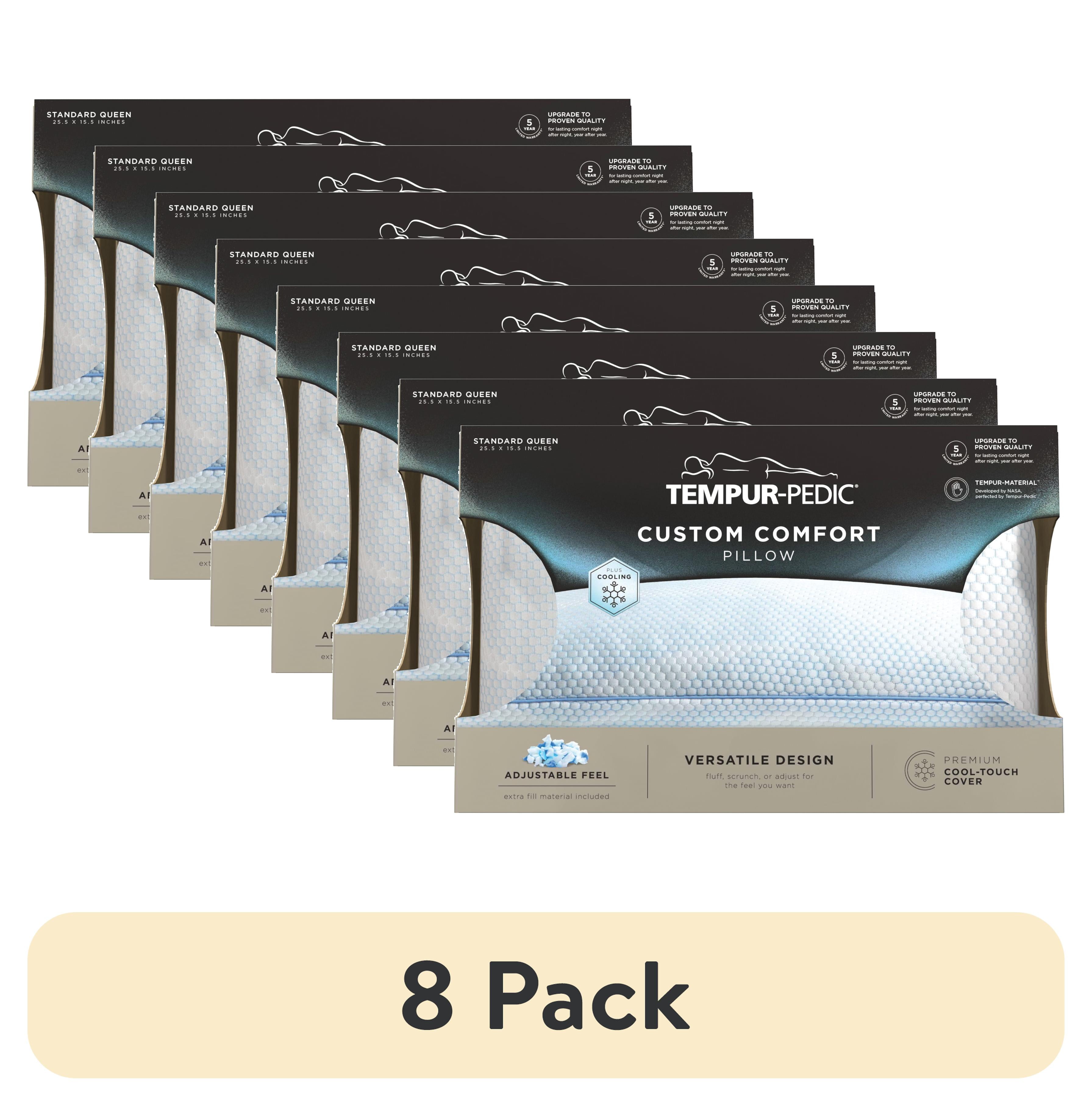(8 pack) Tempur-Pedic Custom Comfort Bed Pillow and Cooling, Adjustable Support, Standard/Queen, Adult