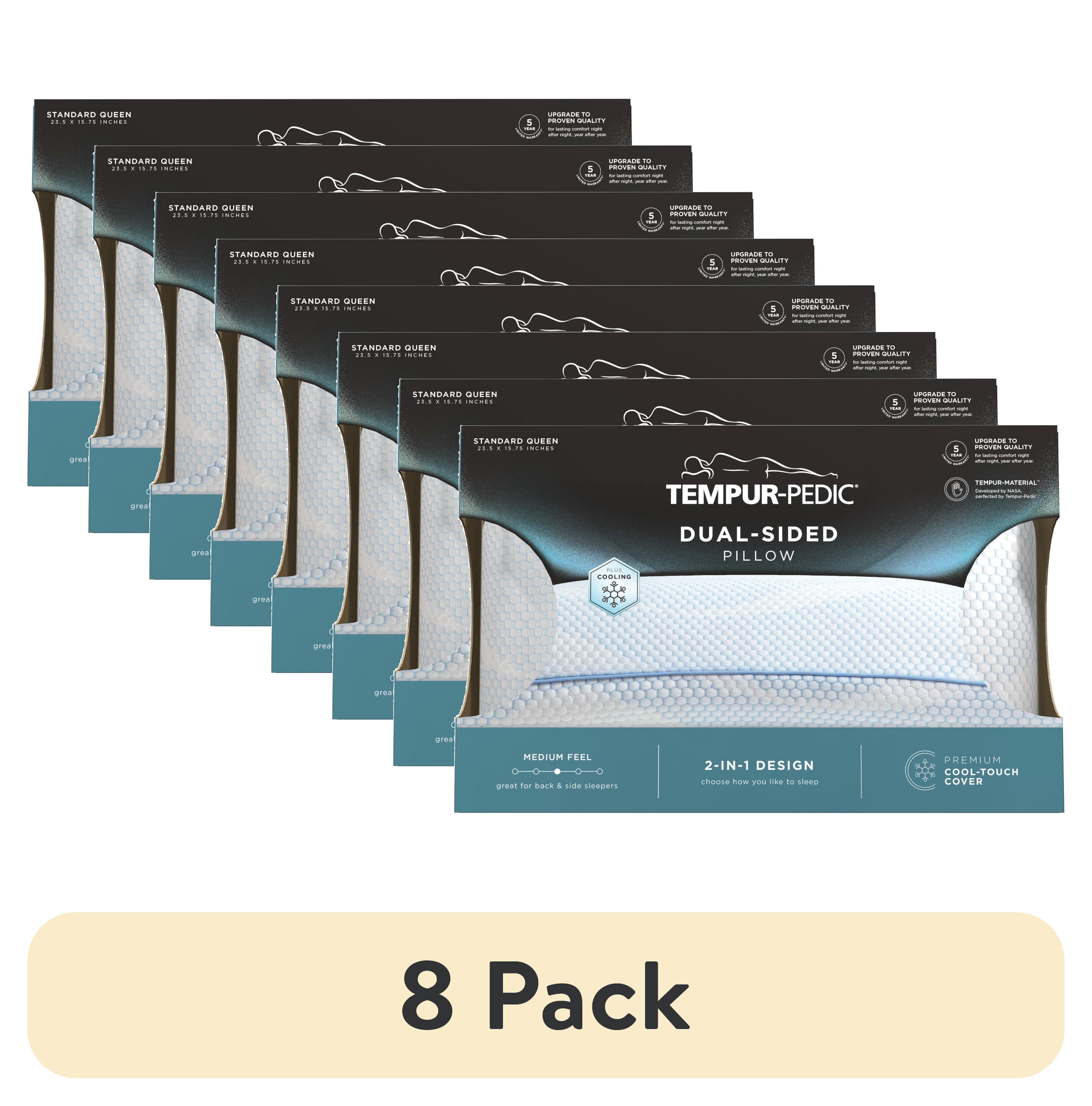 (8 pack) Tempur-Pedic Dual-Sided Bed Pillow and Cooling, Standard/Queen, for Adult Back and Side Sleepers