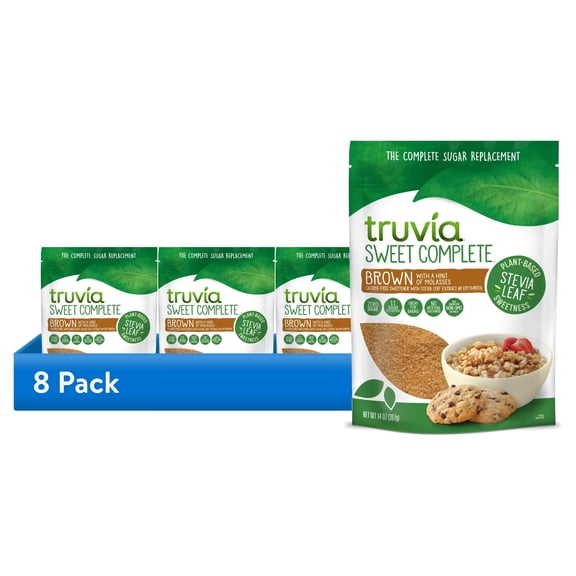 (8 pack) Truvia Sweet Complete Stevia Leaf Brown with a hint of Molasses, 14oz Bag